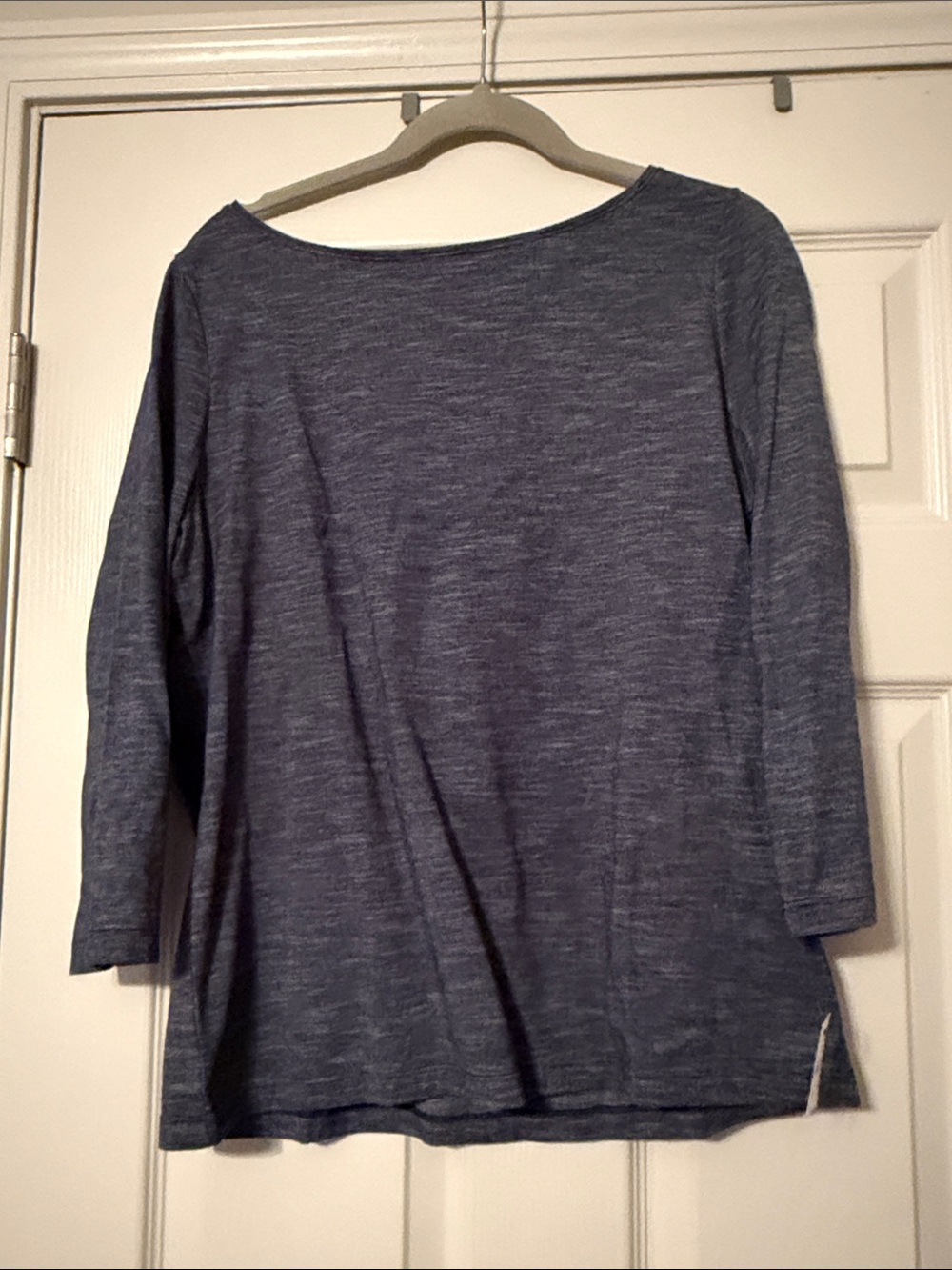 Talbots Navy Heather Boatneck Long Sleeve Tee